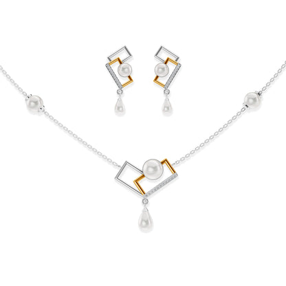 Zora 92.5 silver gold plated necklace set
