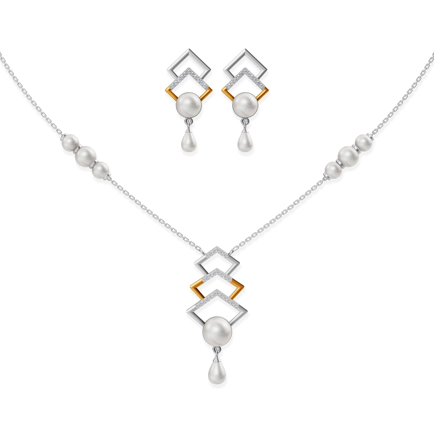 Tara 92.5 silver gold plated necklace set