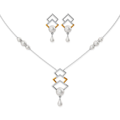 Tara 92.5 silver gold plated necklace set