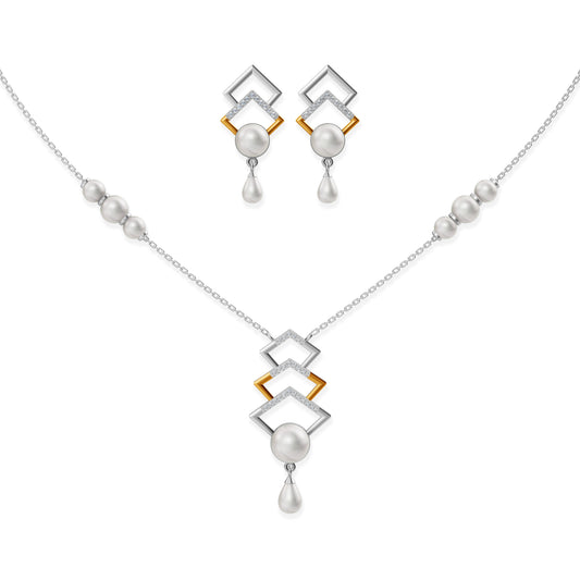 Tara 92.5 silver gold plated necklace set