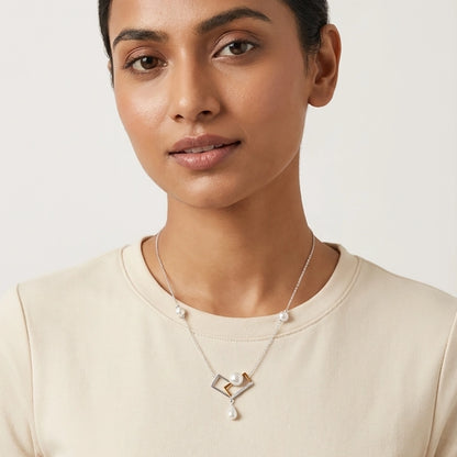 Zora silver gold plated necklace set detailed view