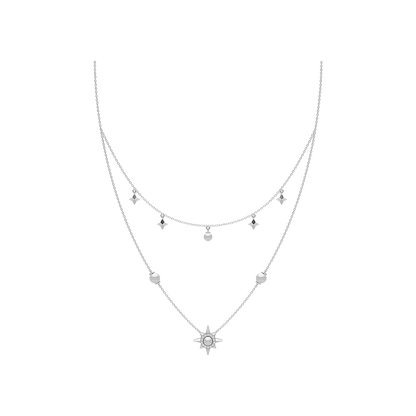 Celestia Layers Freshwater Pearl & 92.5 Silver Charms Necklace