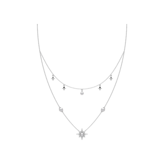 Celestia Layers Freshwater Pearl & 92.5 Silver Charms Necklace