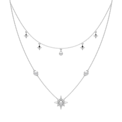 Celestia Layers Freshwater Pearl & 92.5 Silver Charms Necklace