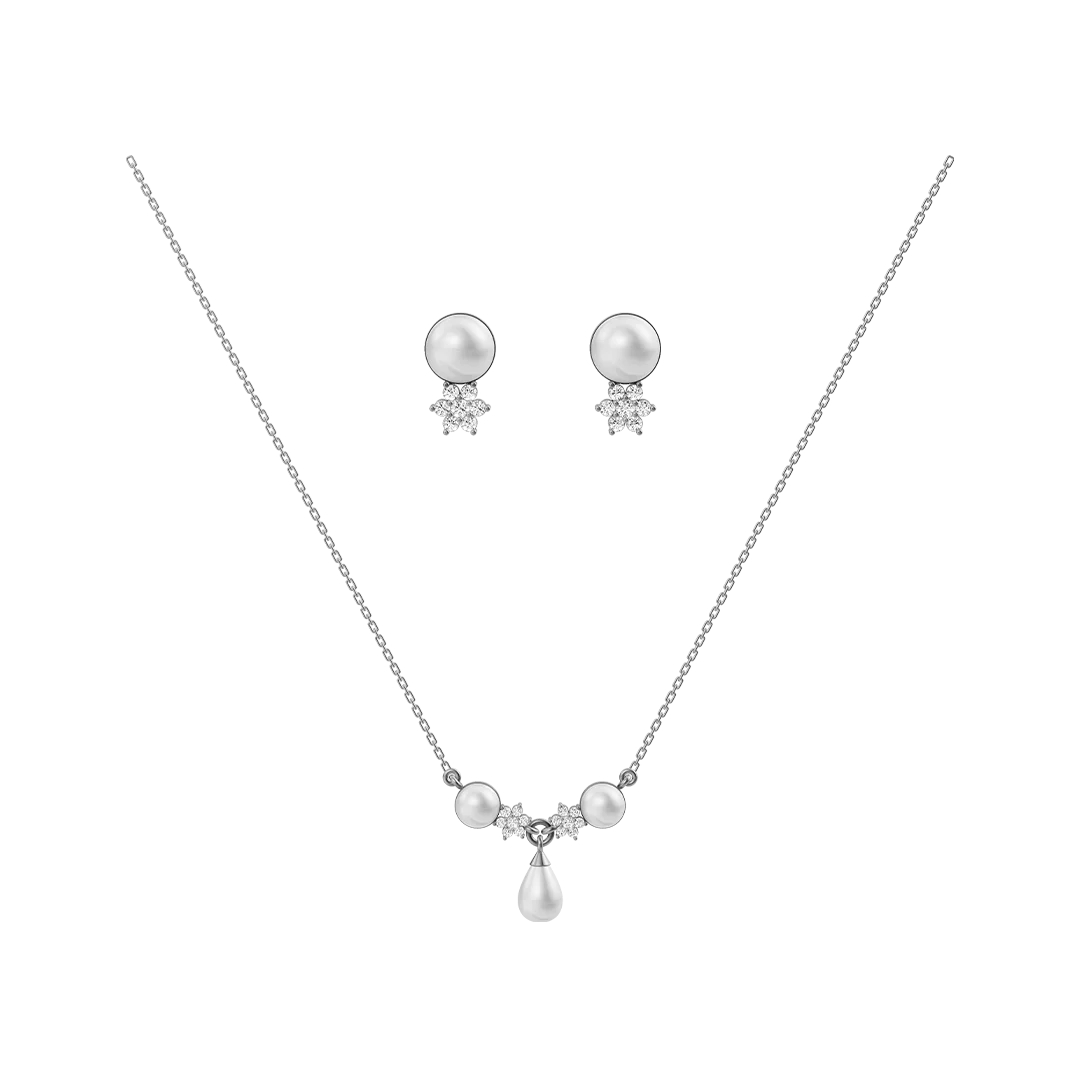 Grace Freshwater Pearl & 92.5 Silver Necklace Set
