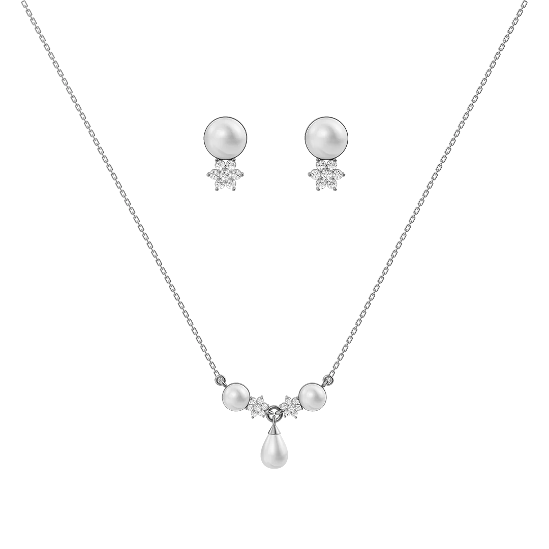 Grace Freshwater Pearl & 92.5 Silver Necklace Set