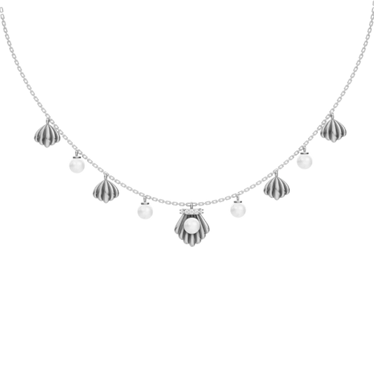 Shells Freshwater Pearl & 92.5 Silver Charms Necklace