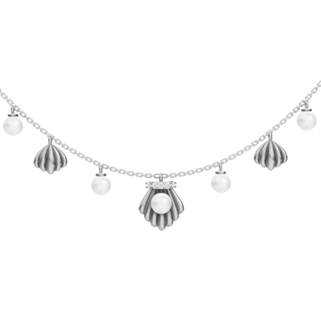 Shells Freshwater Pearl & 92.5 Silver Charms Necklace