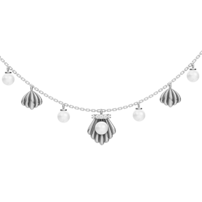 Shells Freshwater Pearl & 92.5 Silver Charms Necklace