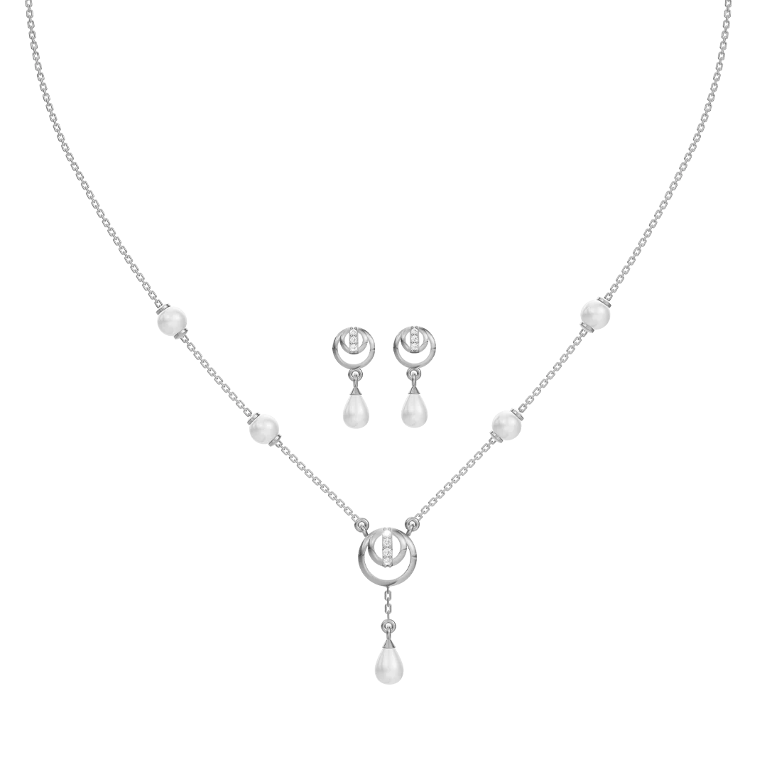 Cirra Freshwater pearl & 92.5 Silver Necklace Set