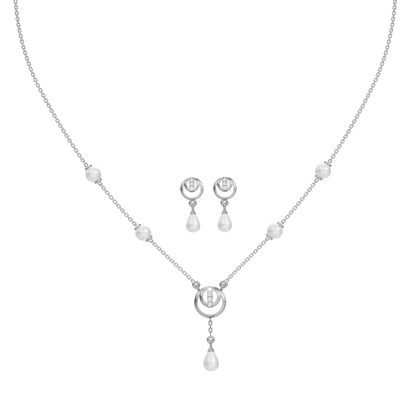 Cirra Freshwater pearl & 92.5 Silver Necklace Set