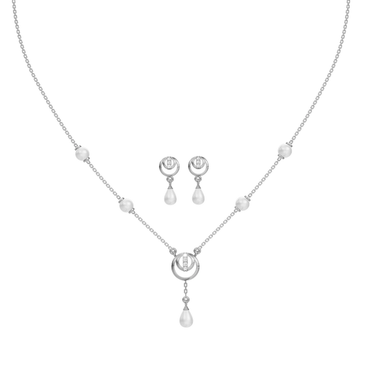 Cirra Freshwater pearl & 92.5 Silver Necklace Set