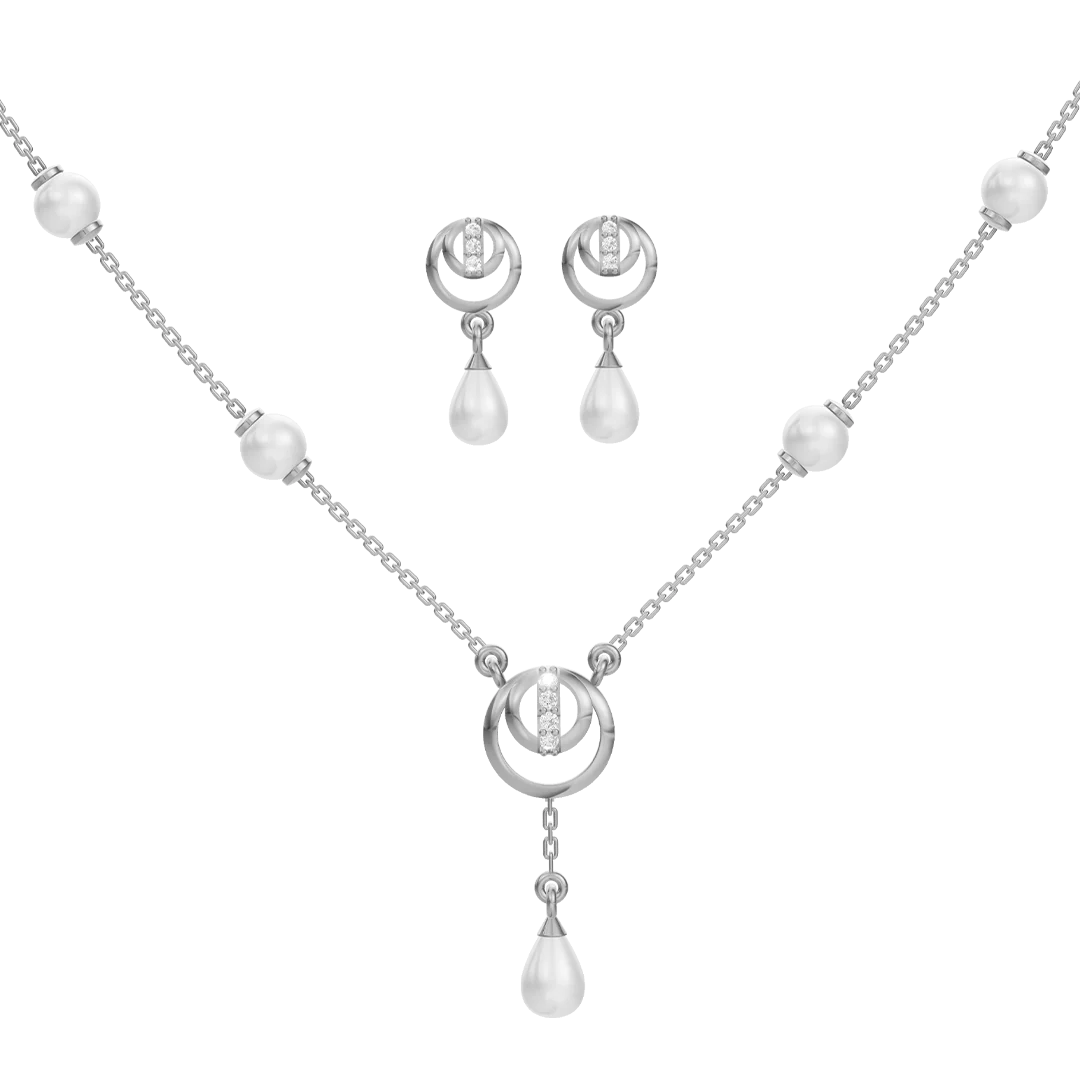 Cirra Freshwater pearl & 92.5 Silver Necklace Set