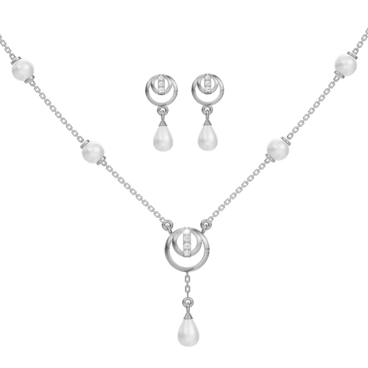 Cirra Freshwater pearl & 92.5 Silver Necklace Set