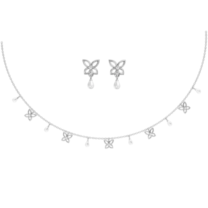 Magical Garden Freshwater Pearl & 92.5 Silver Charms Necklace Set