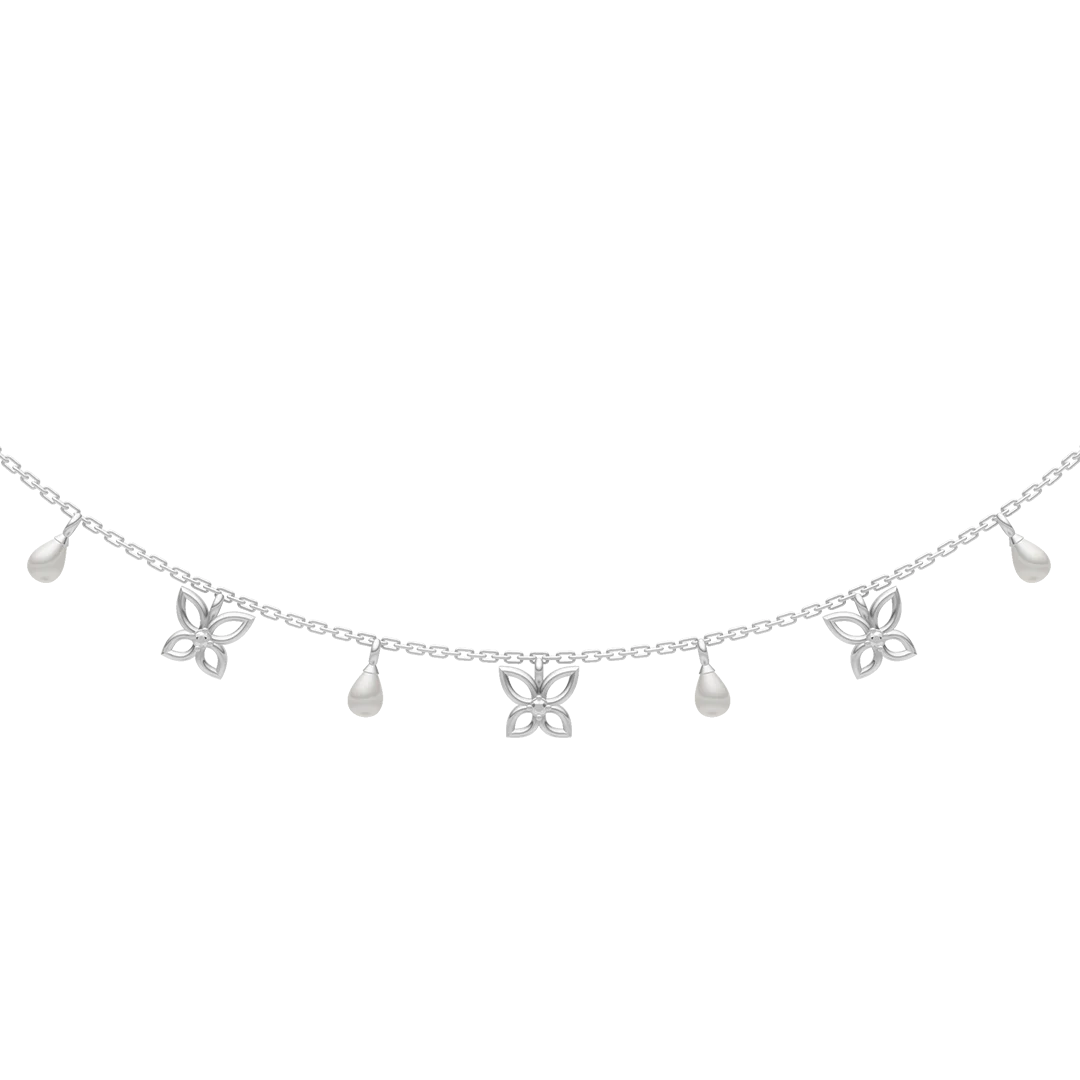 Magical Garden Freshwater Pearl & 92.5 Silver Charms Necklace Set