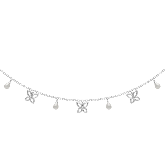 Magical Garden Freshwater Pearl & 92.5 Silver Charms Necklace Set