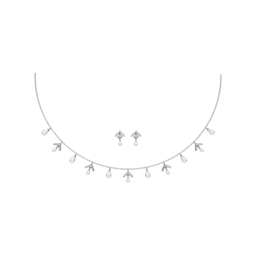 Arlette Charms Freshwater pearl & 92.5 Silver Necklace Set