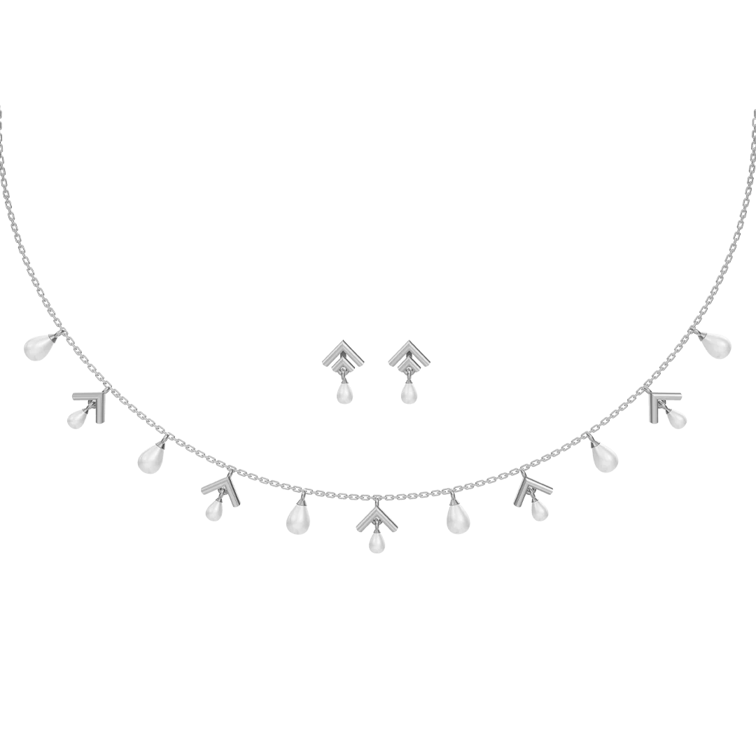 Arlette Charms Freshwater pearl & 92.5 Silver Necklace Set