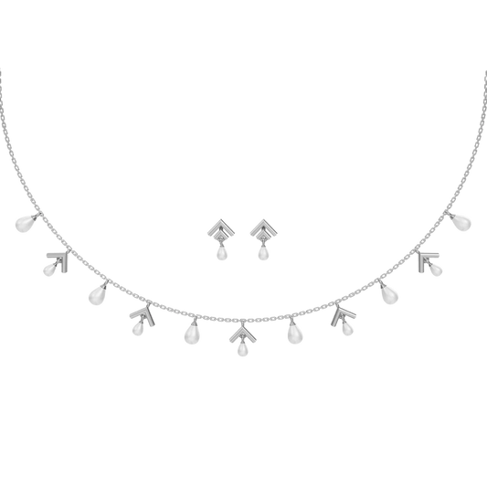 Arlette Charms Freshwater pearl & 92.5 Silver Necklace Set