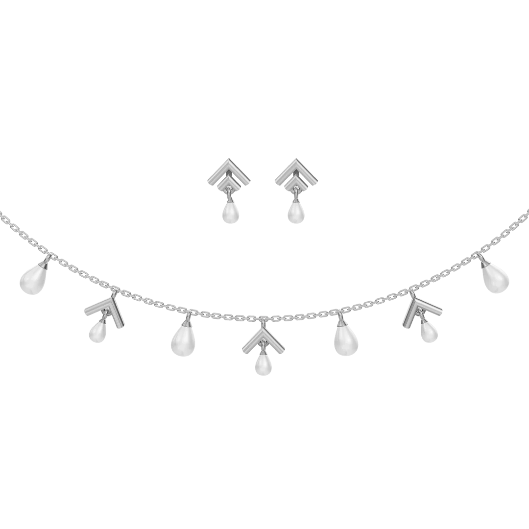 Arlette Charms Freshwater pearl & 92.5 Silver Necklace Set