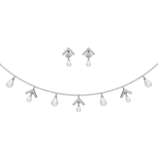 Arlette Charms Freshwater pearl & 92.5 Silver Necklace Set