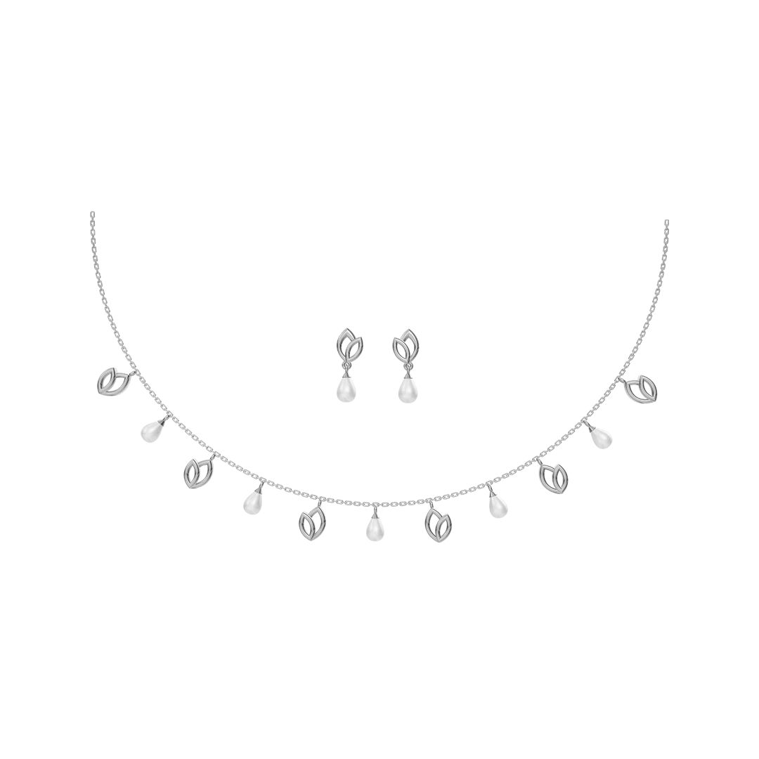 Petra Charms Freshwater pearl & 92.5 Silver Necklace Set