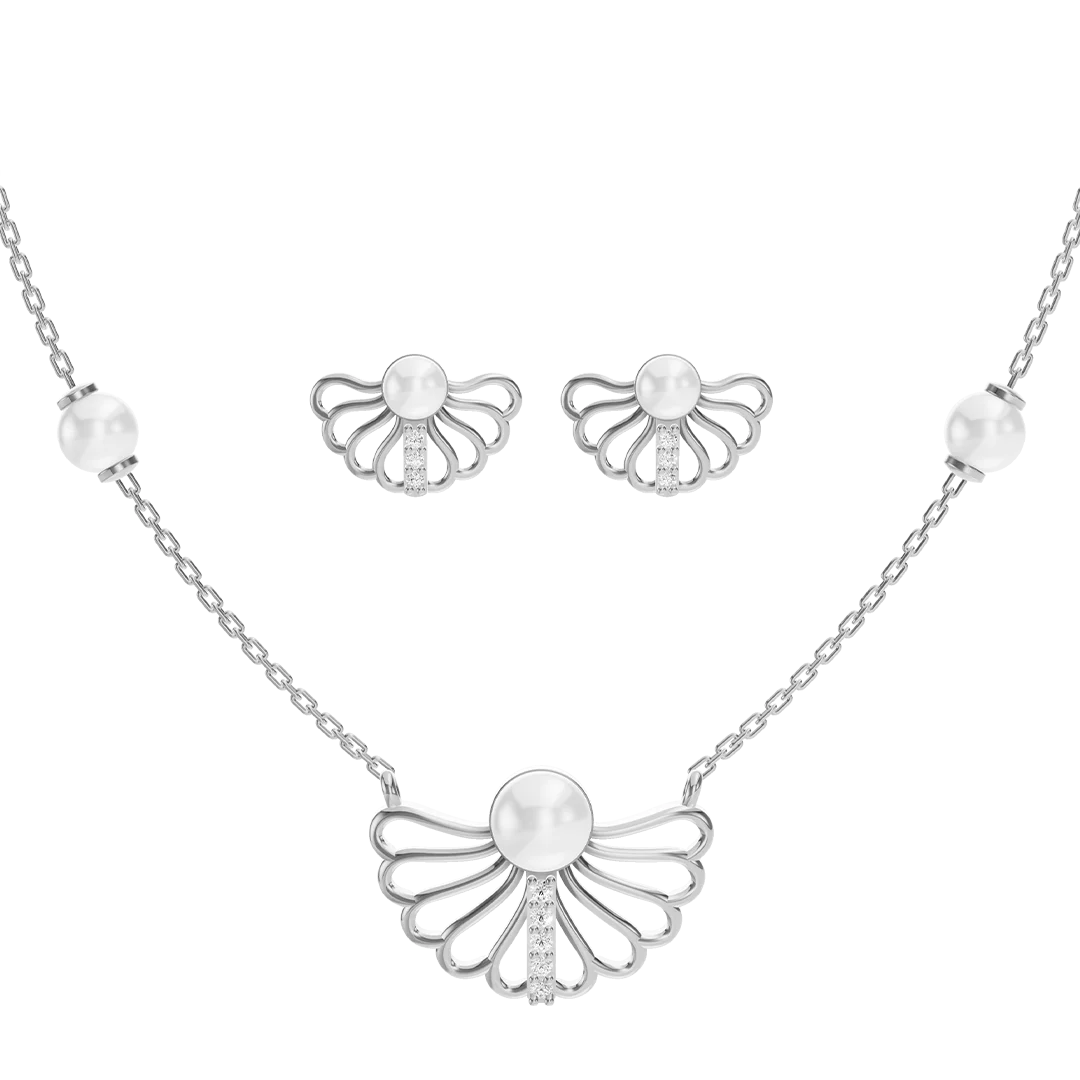 Creselle Freshwater Pearl & 92.5 Silver Necklace Set