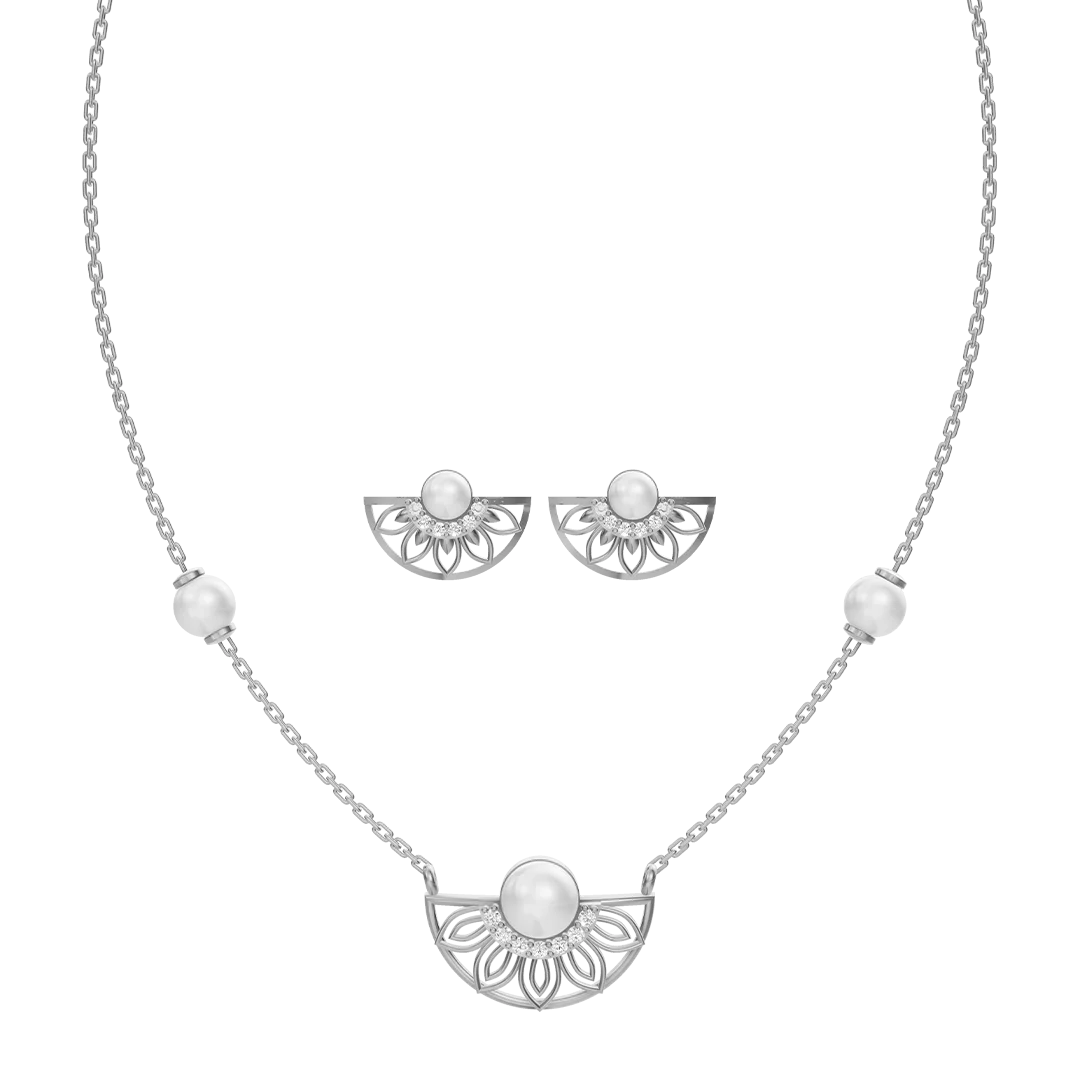 Belle Freshwater Pearl & 92.5 Silver Necklace Set
