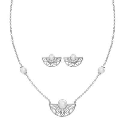 Belle Freshwater Pearl & 92.5 Silver Necklace Set