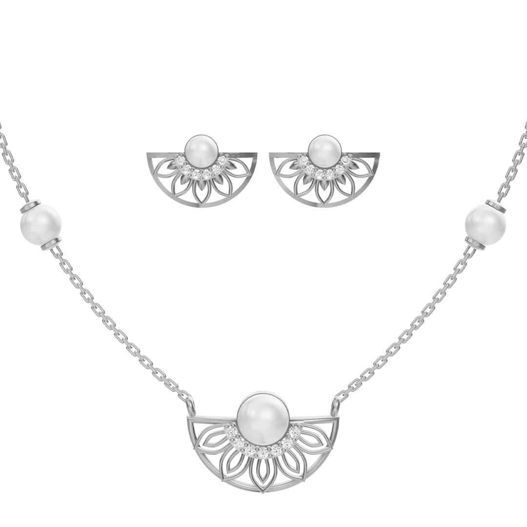 Belle Freshwater Pearl & 92.5 Silver Necklace Set