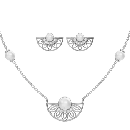 Belle Freshwater Pearl & 92.5 Silver Necklace Set