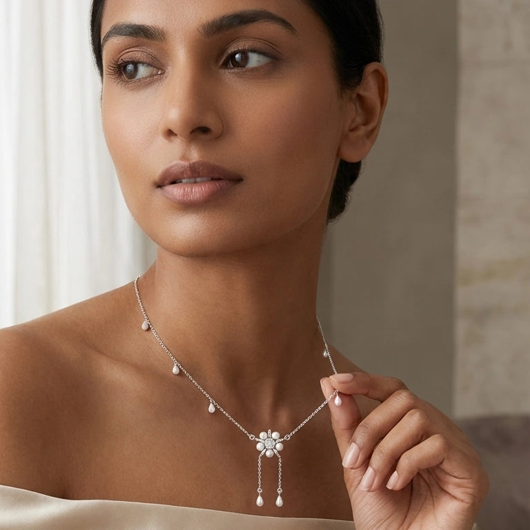 Floret freshwater pearl 92.5 silver necklace