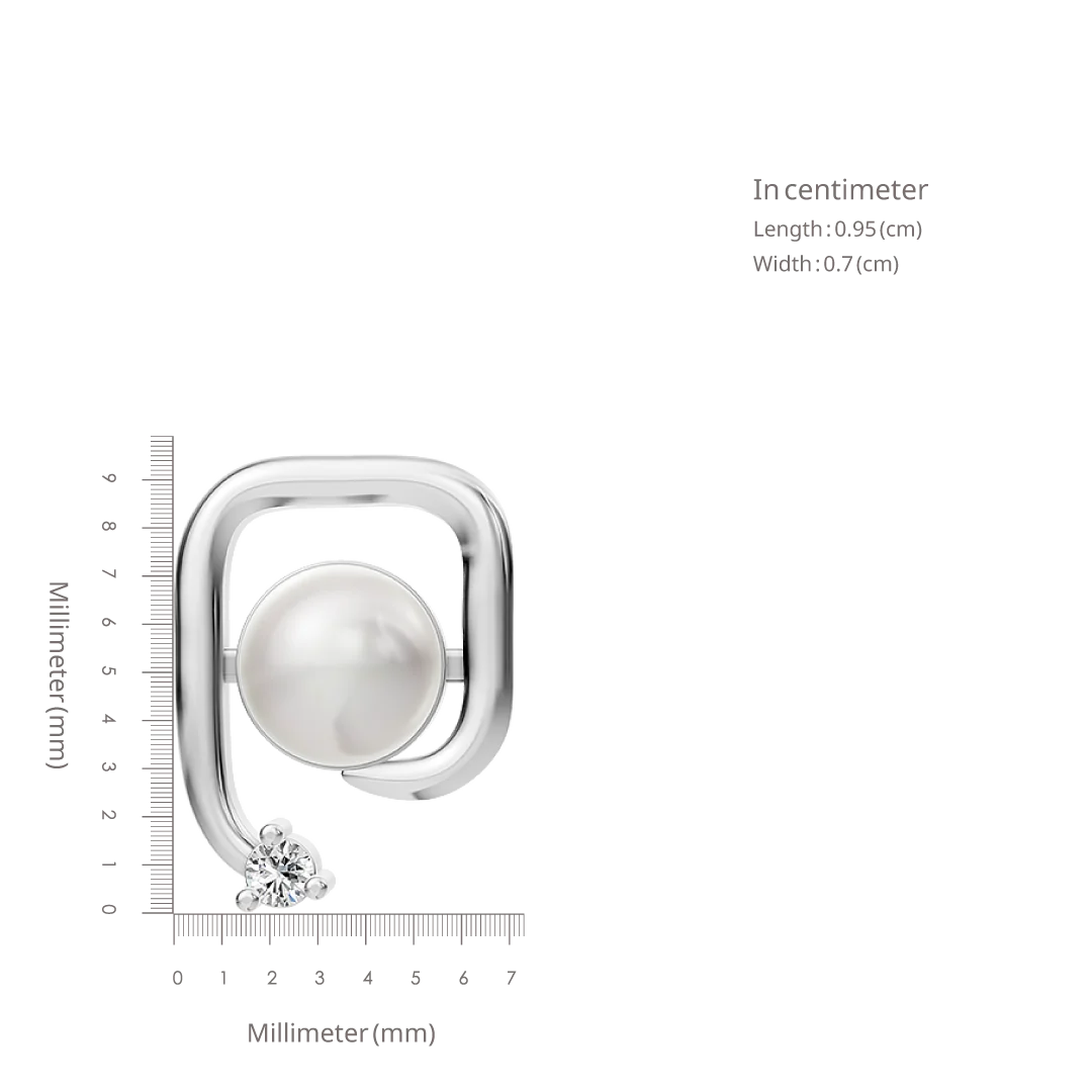 Arosqure Pearl & 92.5 Silver Studs Earrings