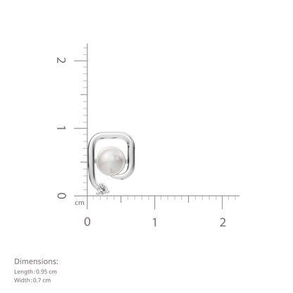 Arosqure Pearl & 92.5 Silver Studs Earrings