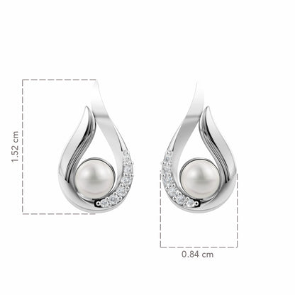 Classic Grace Pearl & 92.5 Silver Stud Earrings