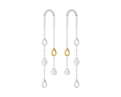 Sera 92.5 Silver & Freshwater Pearl Dual-Tone Drop Earrings
