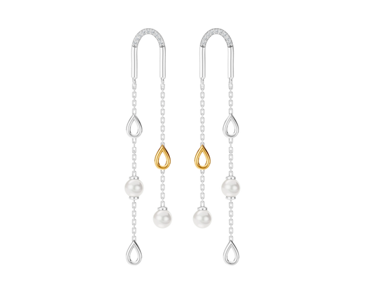 Sera 92.5 Silver & Freshwater Pearl Dual-Tone Drop Earrings