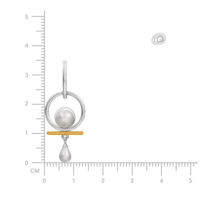 Aera 92.5 Silver & Freshwater Pearl Dual-Tone Drop Earrings