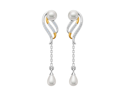 Alina 92.5 Silver & Freshwater Pearl Dual-Tone Drop Earrings
