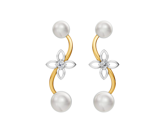 Kira 92.5 Silver & Freshwater Pearl Dual-Tone Earrings