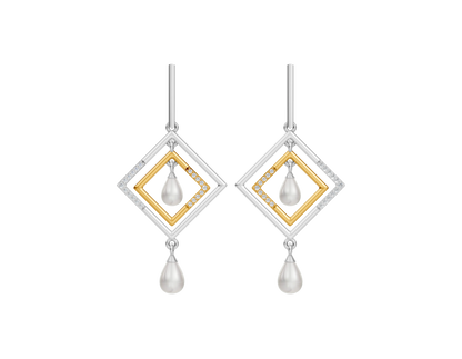 Noa 92.5 Silver & Freshwater Pearl Dual-Tone Earrings