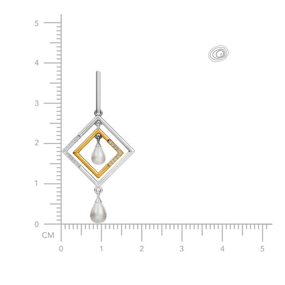 Noa 92.5 Silver & Freshwater Pearl Dual-Tone Earrings