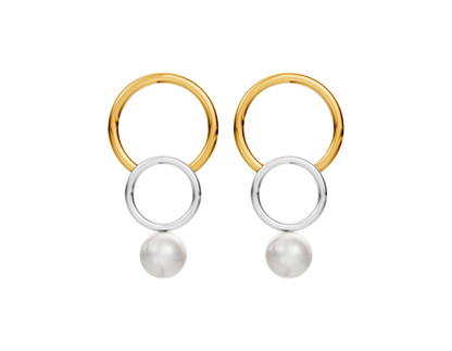 Rina 92.5 Silver & Freshwater Pearl Dual-Tone Earrings