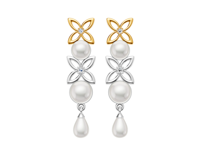 Kayra 92.5 Silver & Freshwater Pearl Dual-Tone Earrings