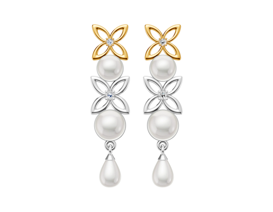 Kayra 92.5 Silver & Freshwater Pearl Dual-Tone Earrings