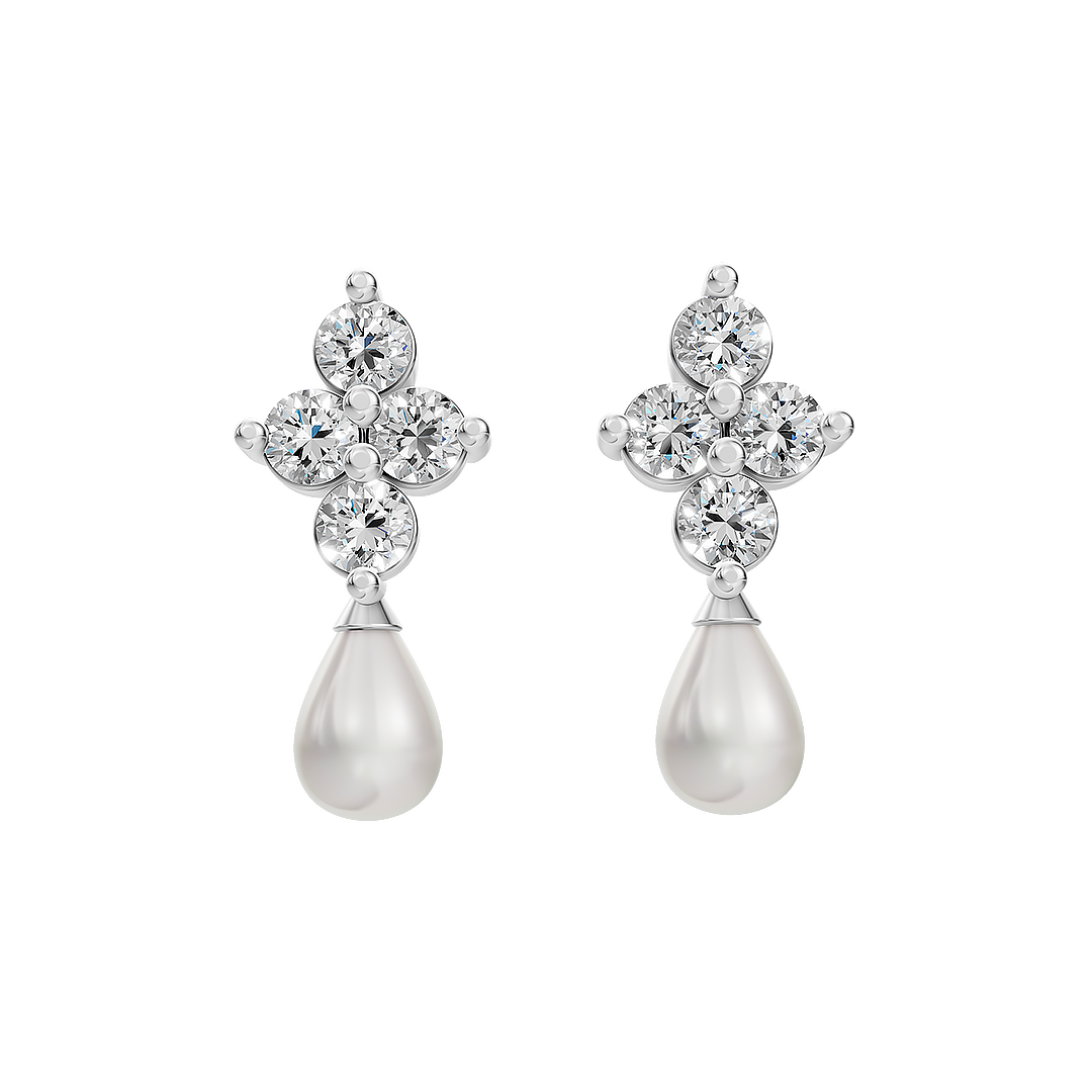 Essential Sparkle Pearl & 92.5 Silver Drop Earrings