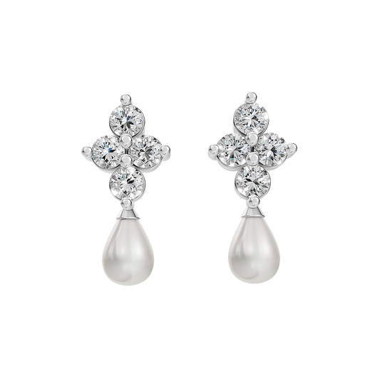 Essential Sparkle Pearl & 92.5 Silver Drop Earrings
