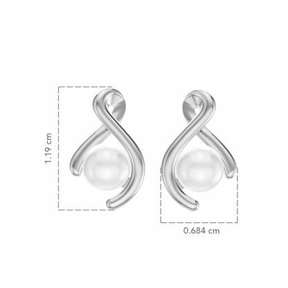 Swirl Pearl & 92.5 Silver Stud Earrings