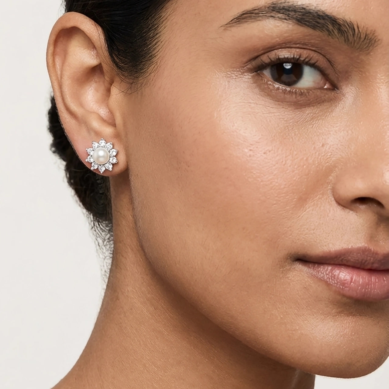 Embrace pearl silver studs elegant design